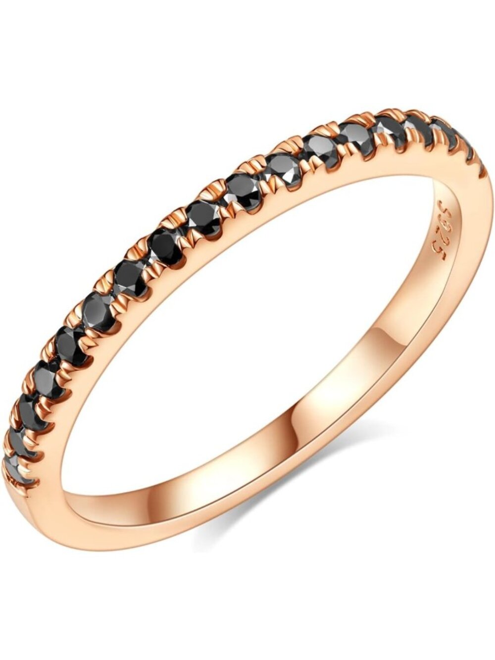 Stunning Black Half Eternity Moissanite Wedding Band for Women in Silver